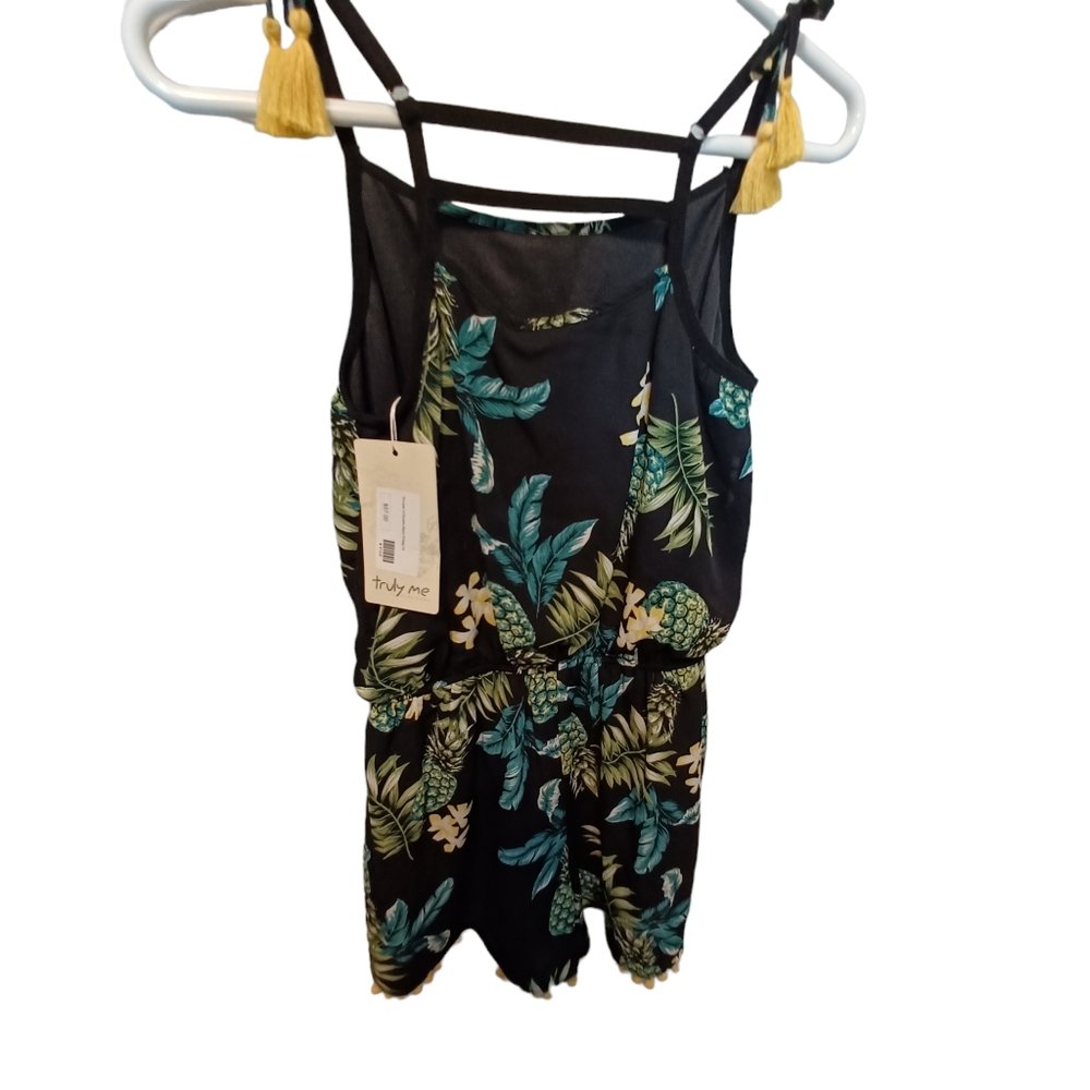 Truly me by Sara Sara pom pom tasseled pineapple romper size 16 nwt